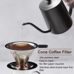 Hand Brewed Coffee Filter Set Coffee Hand Brewing Pots Pour Over Coffee Kettle Pot Dripper Stand Cup 304 with V60