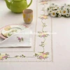 Hand embroidery Round designs white tablecloth
