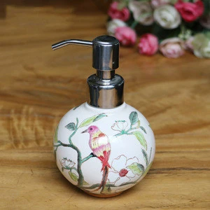 Hand Painted Round Porcelain Liquid soap Dispenser Ceramic hand wash Dispenser