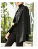 Handmade Short-length Double BreastedJacket Black Double-Faced 100%  Wool Women Coats