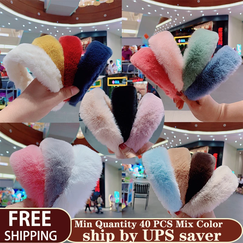 HB999A FREE SHIPPING Softy Winter faux fur Headbands wholesale furry Hairband popular for Women 2020