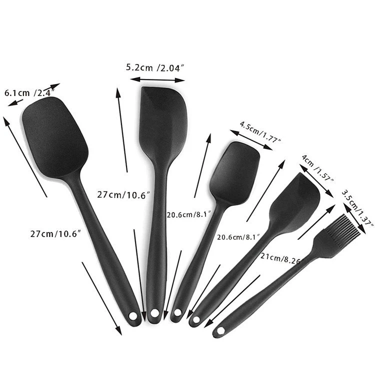 Heat-Resistant Non-stick 5 Pieces Silicone Spatulas Set for Cooking and Baking