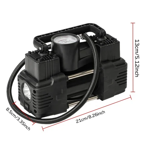 Buy Heavy Duty Car Tire Inflator Air Pump With Led Light Double ...