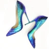 HeelTalk handmade high quality designer shoes women RUNWAY  heels blue color changing pencil high heel shoes