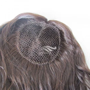 High density fishnet hair piece lace human hair topper in stock