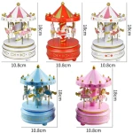 High quality childrens toy carousel music box carousel music box Wooden carousel music box 5 colors