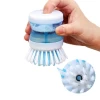 High Quality Hot Sale Home Cleaning Plastic Pot Dish Brush With Liquid Soap Dispenser
