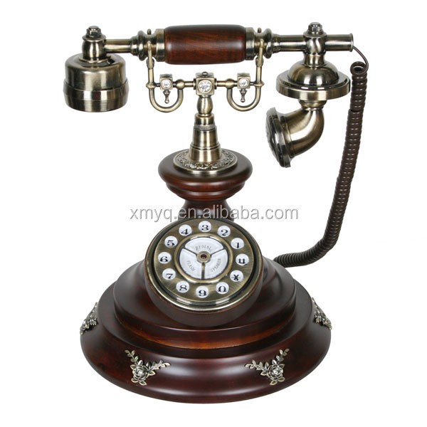 High-quality room decorative office telephone wooden retro phone with rotary dial
