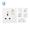 High Quality Wholesale CE IEC Qualified UK Standard Wall Switch Brushed PC 2gang 13A Switch and Socket for Home and Office