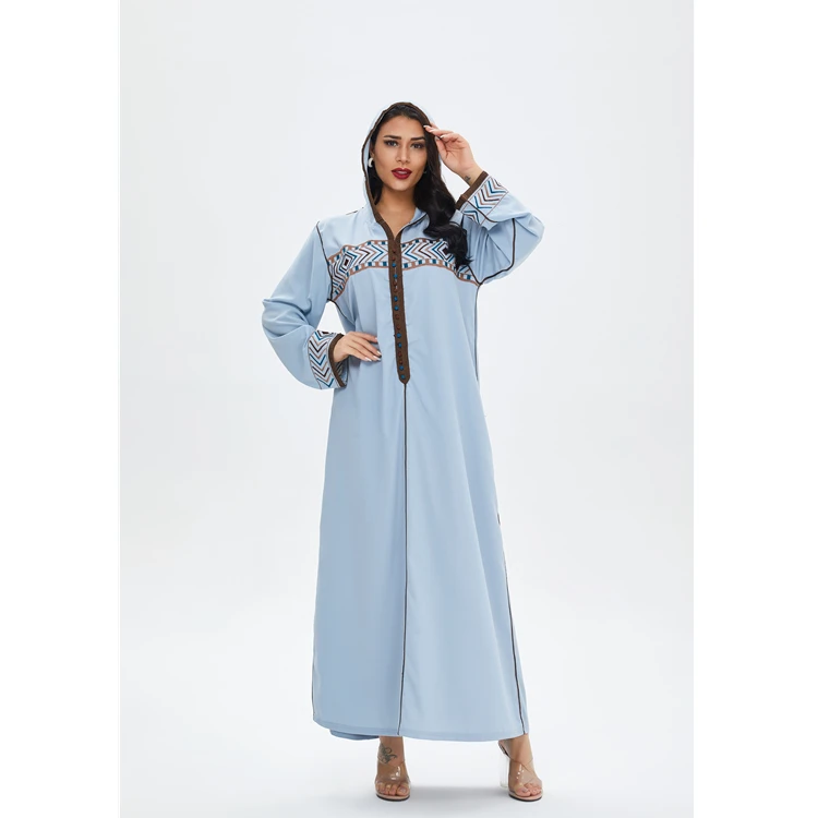 HJ AMD46 Fashion Islamic Clothing Robe Print Abaya Closed Muslim Woman Dress