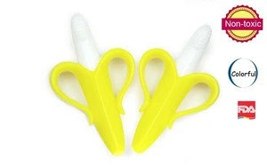Hot Sale Baby Teether Silicone Banana Baby Infant Training Toothbrush and Teether