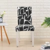 Hot Sale Dining Room Black Geometric Spandex Chair Covers Printed Elastic Seat Cover Slipcovers