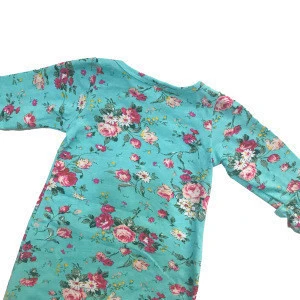 Hot Sale Floral baby clothing ruffle sleeves sleeping bag Wholesale cotton baby sleeping bags with tie
