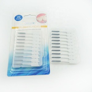 Hot sale high quality silicon Rubber bamboo Interdental Brush picks