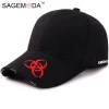 Hot sale metal buckle text embroidery logo curve brim custom twill cotton black dad hat 6 panel baseball caps