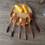 Hot selling 2pcs Creative natural wooden cutlery set tableware  / Wooden spoon wooden fork fit flatware set for gift