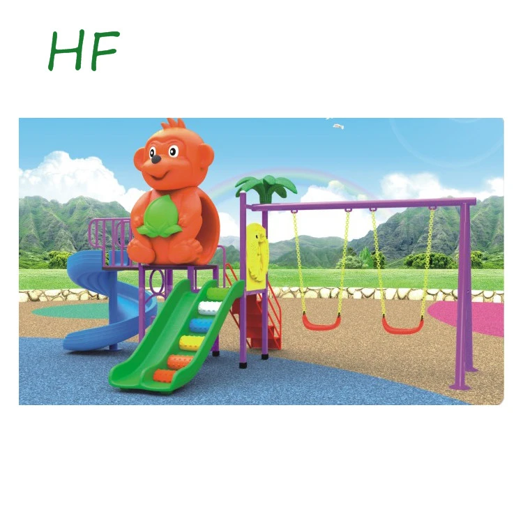 Hot-selling cheap children playhouse plastic outdoor slide playground with swing for sale HFB126-01