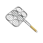 Hot Selling Non Stick Hamburger Grill Basket for 6 Burgers with Bamboo Handle,Charcoal Grill Burger Rack,BBQ Accessories