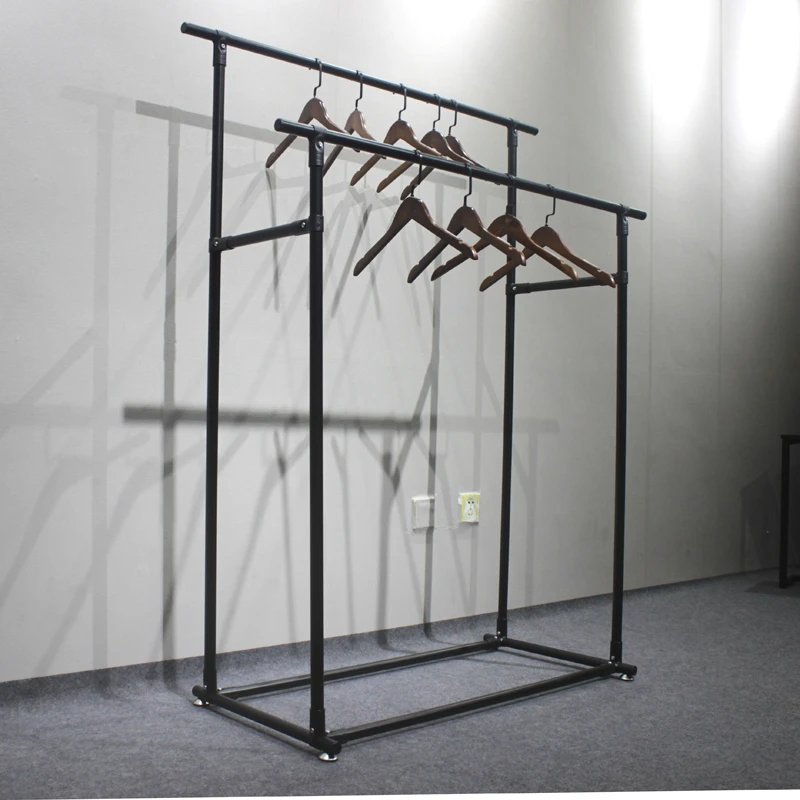 huohua wholesale single double bar stand clothes hanger rack