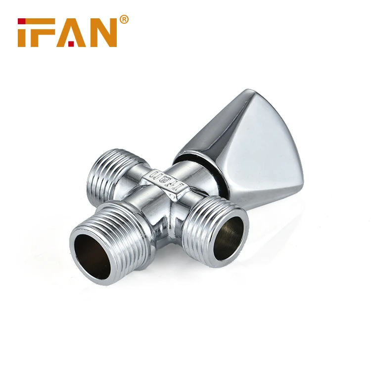 Ifan 1/2inch 3Way Angle Valve Sanitary fitting Bathtub Parts and fittings Triangle Stop Valves 1/2inch Brass Angle Valve