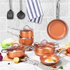In stock 10 pcs cooking pot stainless steel nonstick cookwear sets non-stick cookware