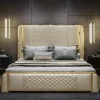 Italian Bedroom Sets Gold Stainless Steel Luxury Bed Comforter Set King Size Modern Leather Bedroom Suites