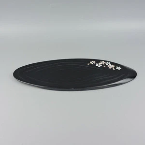 Japan Style Oval Threaded Melamine Plates For Sushi