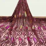 JY Laces Material Women Lace Fabrics 5 Yards African French Lace Fabric With Stones Beaded