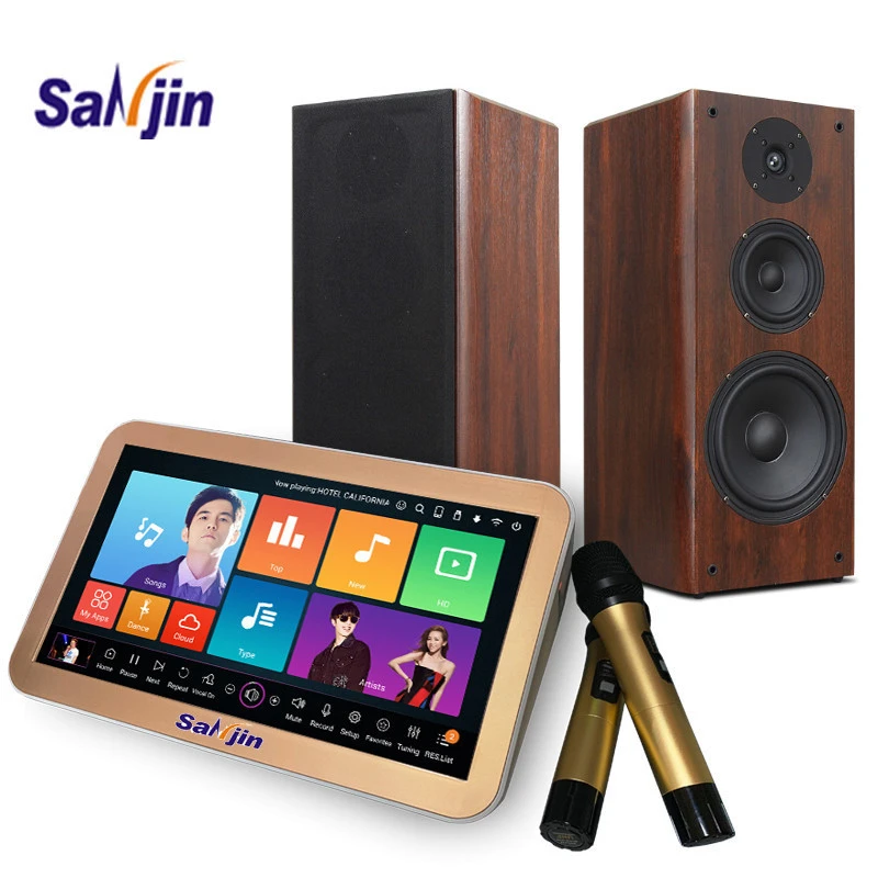Karaoke system portable player with UHF wireless  microphone and powered mixer amplifier speaker
