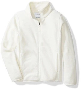 Kids Girls Full-Zip 100% Polyester Blank Winter Warm High Collar Polar Fleece Children Jacket