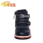 Kids Leather Shoes High Ankle Child Casual Flat Shoes Stripe Line Design