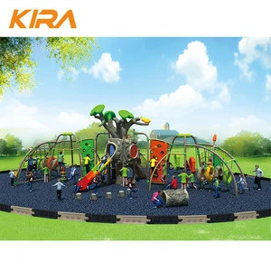 kids playground outdoor wooden climbing structure children physical fitness training or challenging project