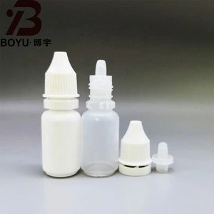Laboratory eyedrops bottle with nuts and stoppers, transparent and white body and eye drops