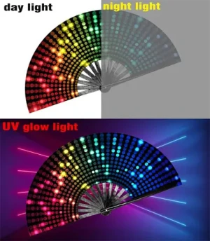 Large Rave Folding Hand Fan Clack Fan for Festivals and Performances - Lightweight and Durable Bamboo Frame