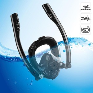 Latest  180 Degree Fantastic View  Easier To Breath Water  Full Face Snorkel Mask With 2 Snorkels