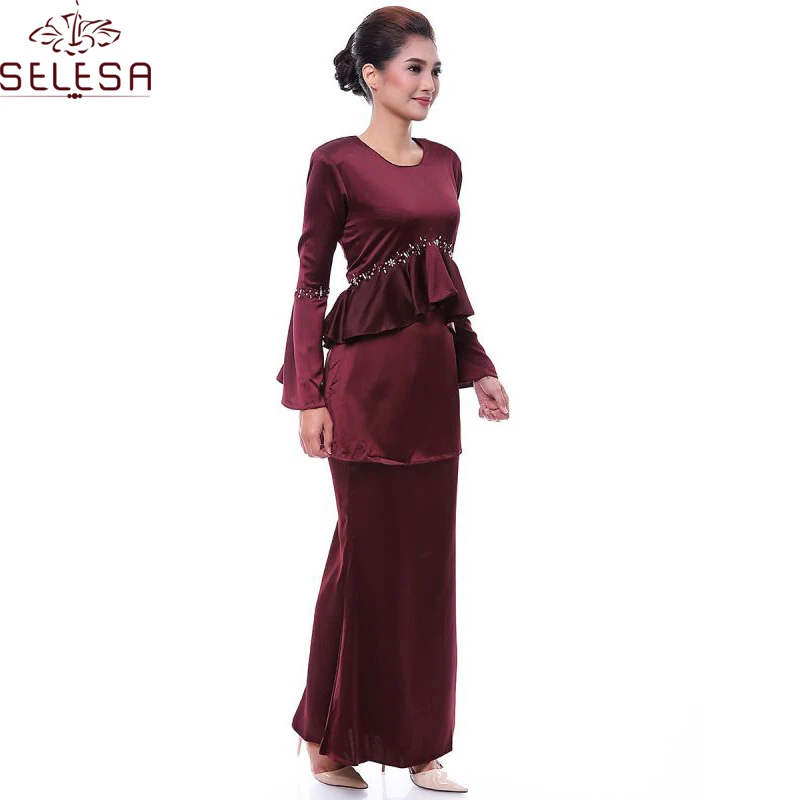 Latest Fashion Baju Kurung In Malaysia Style Sarees Long Sleeve Islamic Clothing New Hot Sale Muslim Dresses