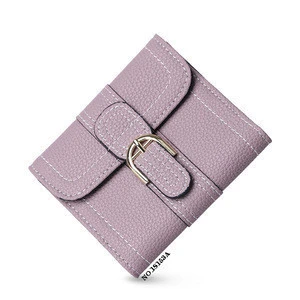Leather short wallet mini car stitching Two fold women leather wallet holders