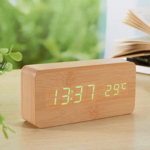 LED  gift wooden clock with three sets of alarm clocks