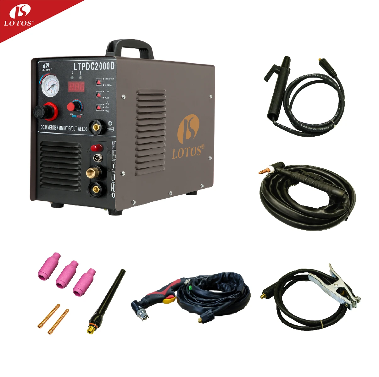 Lotos ltpdc2000d gas tig arc welding machine 220v usd  plasma cutter combo 3 in 1 welder price for thanksgiving sale gift