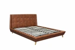 LQD French Aristocratic Leather Luxury Wooden Bed Foot Full Leather Wrap Queen King Beds