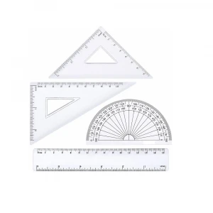 LULAND 4 Pieces Math Geometry Tool Protractor Triangle Plastic Clear Ruler Sets