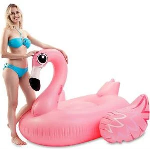 Luxurious Flamingo Pool Float Swimming Inflatables Toys Pink Water Animal Island Float for Adults &amp; Kids