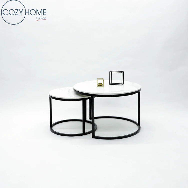 Luxury Modern Black Round sintered stone coffee table