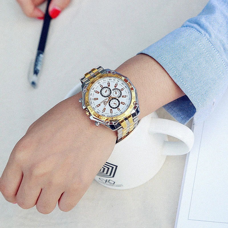 Luxury Watch Men Date Stainless Steel Mens Sport Quartz Watches Reloj