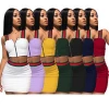 M6010 fashion plus size 5 colors skirt and crop top women two piece set