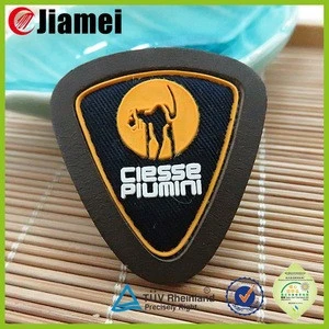 Machine made PVC patch with pu leather fabric rubber label