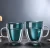 Import Manufacturer Low Price 450ml High Borosilicate Amber Blue Color Double Wall Glass Coffee Drink Cup With Handle from China