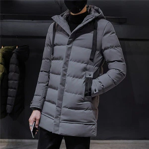 Men winter hooded cotton coat coat leisure thicken medium and long section cotton clothing down jacket