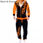 Men's sportswear suit letter printing jogging jacket trousers hooded fitness sportswear