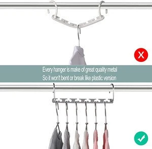 Metal 6X2 slots updated hook magic hanger space saving clothes hanger for Closet storage
